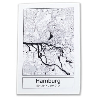 Geschirrtuch/Abtrockentuch/Küchenhandtuch mit Stadtplan / Karte von Hamburg
