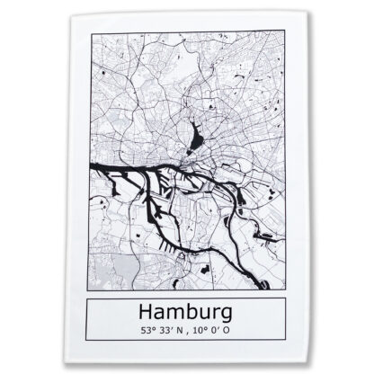 Geschirrtuch/Abtrockentuch/Küchenhandtuch mit Stadtplan / Karte von Hamburg