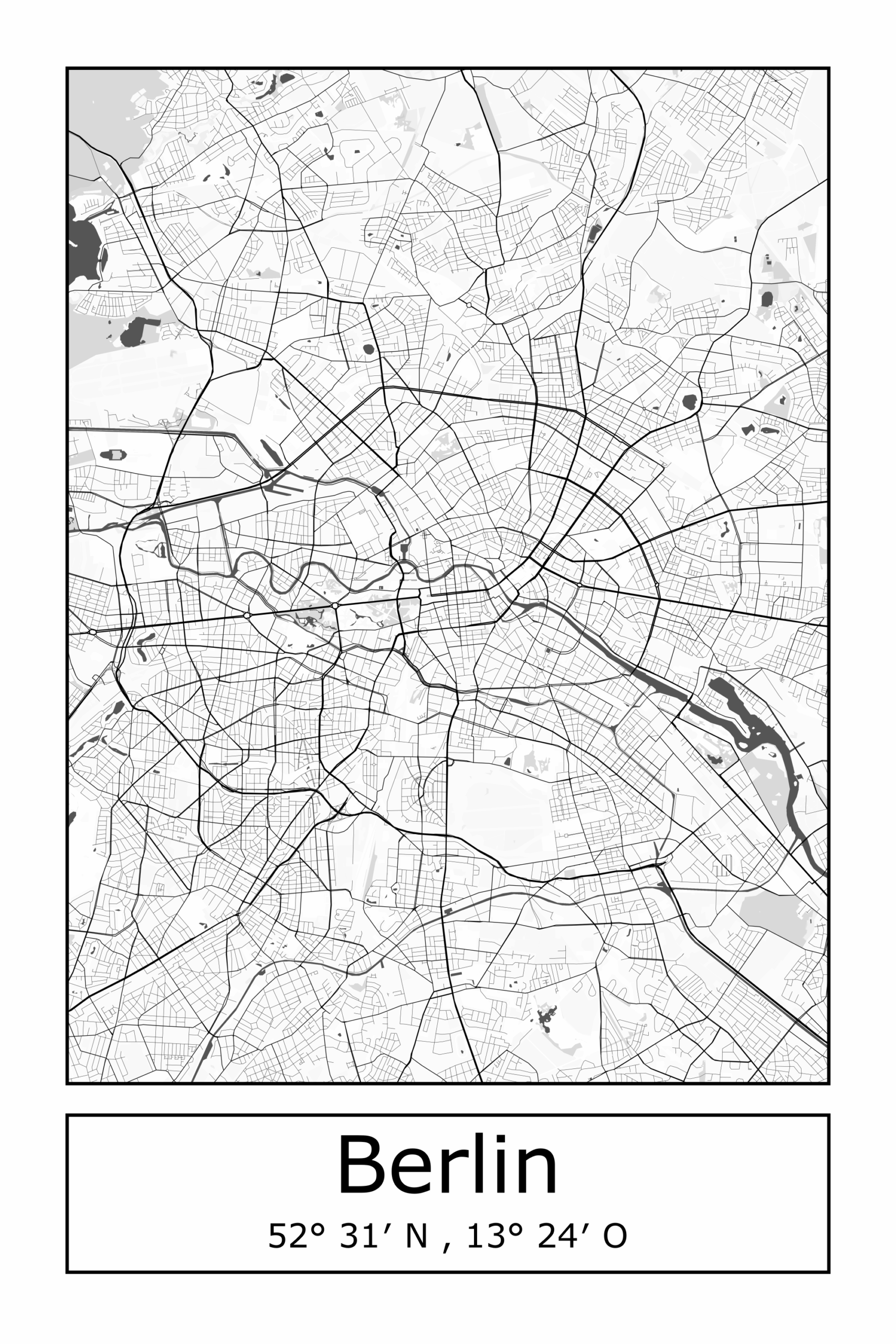 Geschirrtuch / Abtrockentuch mit einem Stadtplan von Berlin